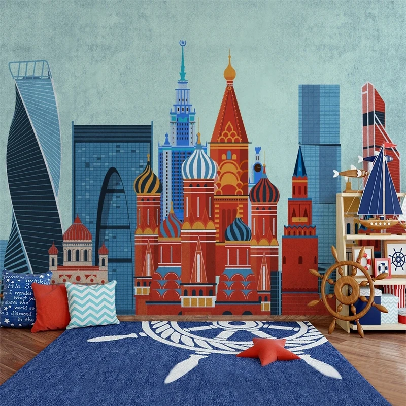 Custom 3D Photo Hand Painted European City Building Mural Children's Bedroom Background Wallpaper Waterproof Canvas Home Decor