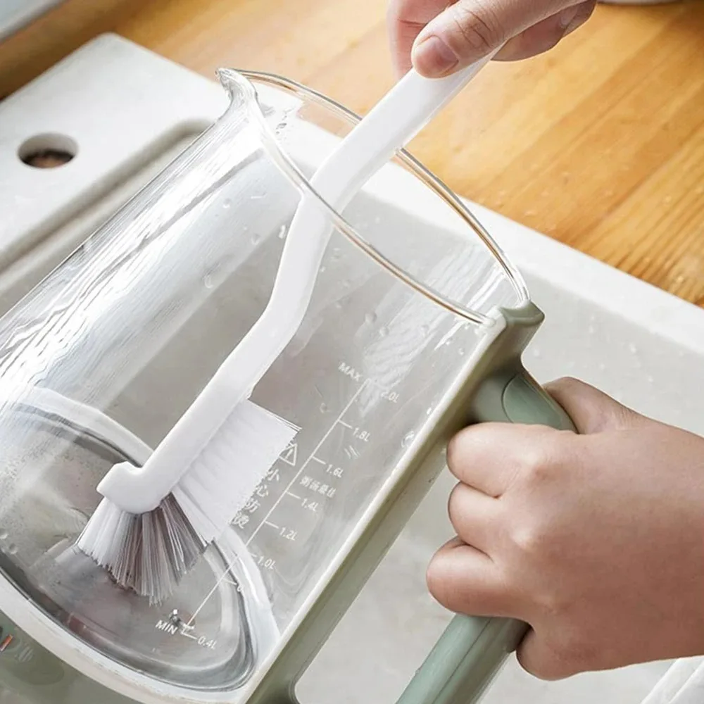 Japanese Style Sink Brush Long Handle Elbow Wall Hanging Crevice Cleaner 360° Narrow Brush for Bottle Straw Glass Tube Kitchen