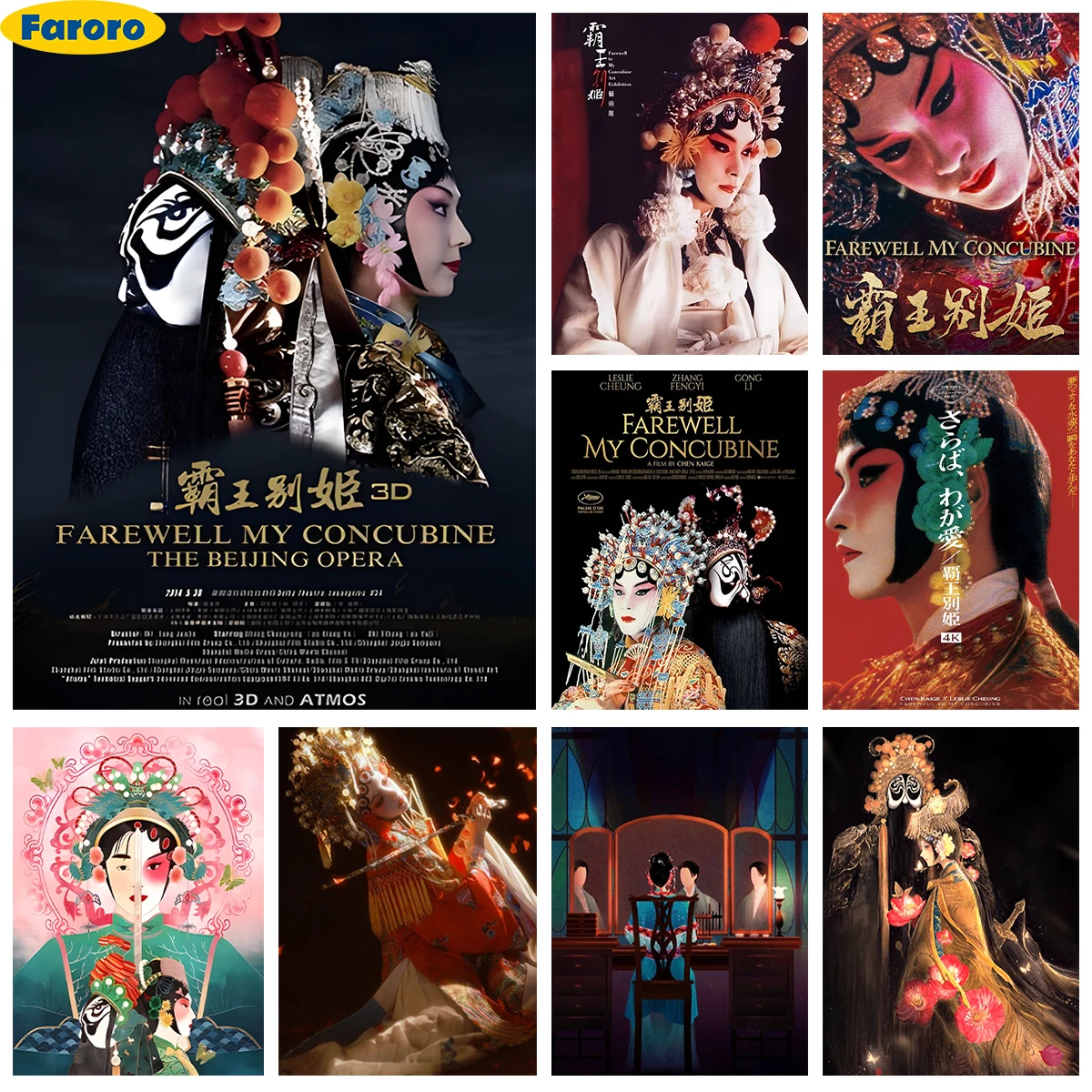 Farewell My Concubine 5D Diamond Painting Kit Love Movie Poster Diy Diamond Embroidery Cross Stitch Peking Opera Home Wall Decor