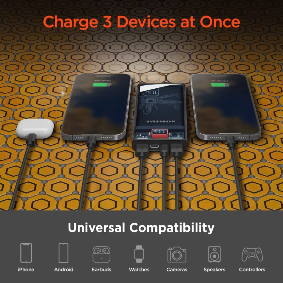 Banco de potência PD transparente HyperGear ClearCharge 10000mAh