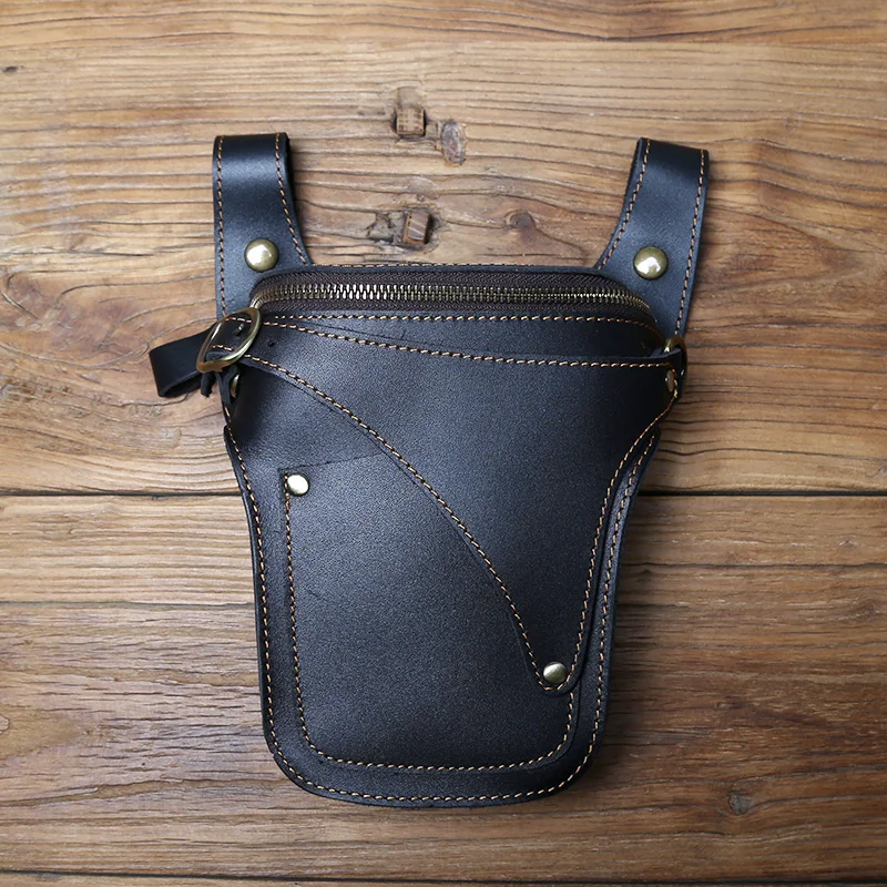 Nzpj Vintage Echt leder Herren Hüft tasche natürliche Rindsleder Outdoor Motorrad Herren tasche verrückte Pferd Leder Handy tasche – Detail 19