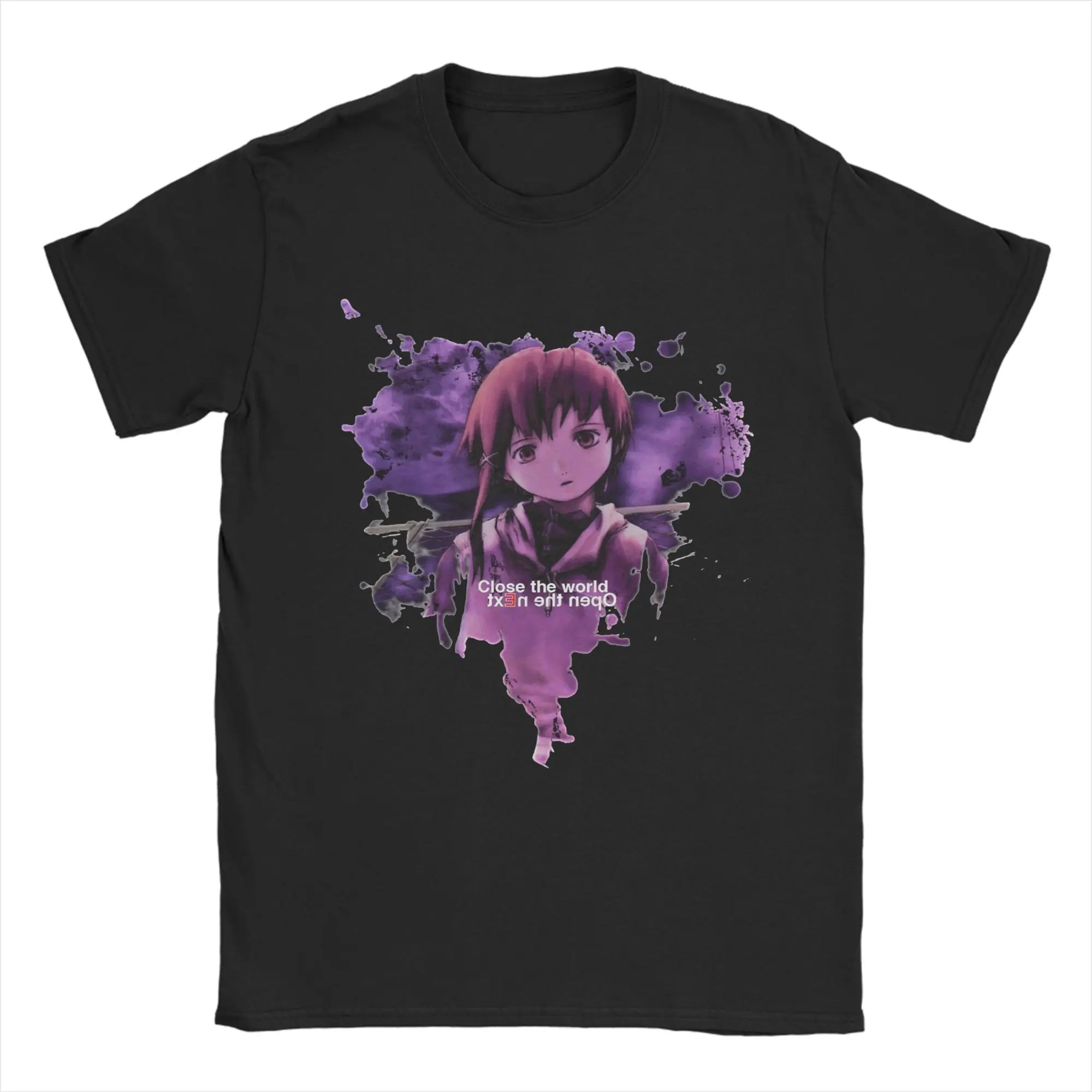 Serial Experiments Lain T Shirts for Men Women 100% Cotton Leisure T-Shirt 80s 90s Sci Fi Anime Tee Shirt Clothing Plus Size