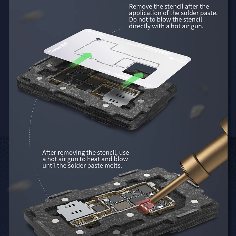 Imagem -06 - Qianli Bga Reballing Estêncil Kit para Iphone 13 13pro 13pro Max 13mini Placa-mãe Quadro Médio Planta Estanho Plataforma Ferramentas de Retrabalho