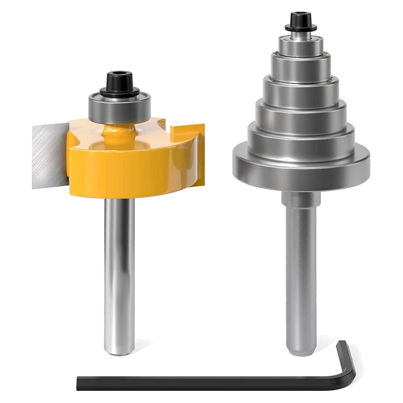 Shank Rabbet Router Bit With 6 Bearings Set, Rabbeting Router Bit Adjustable Multi Depths Cutter