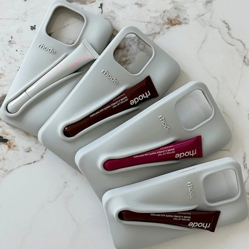 آيفون 17 برو ماكس الهواء 15 14 13 12 11 17 برو ماكس بلس رود جراب هاتف رمادي نخب الشريط اسبريسو لينة سيليكون غطاء أحمر الشفاه