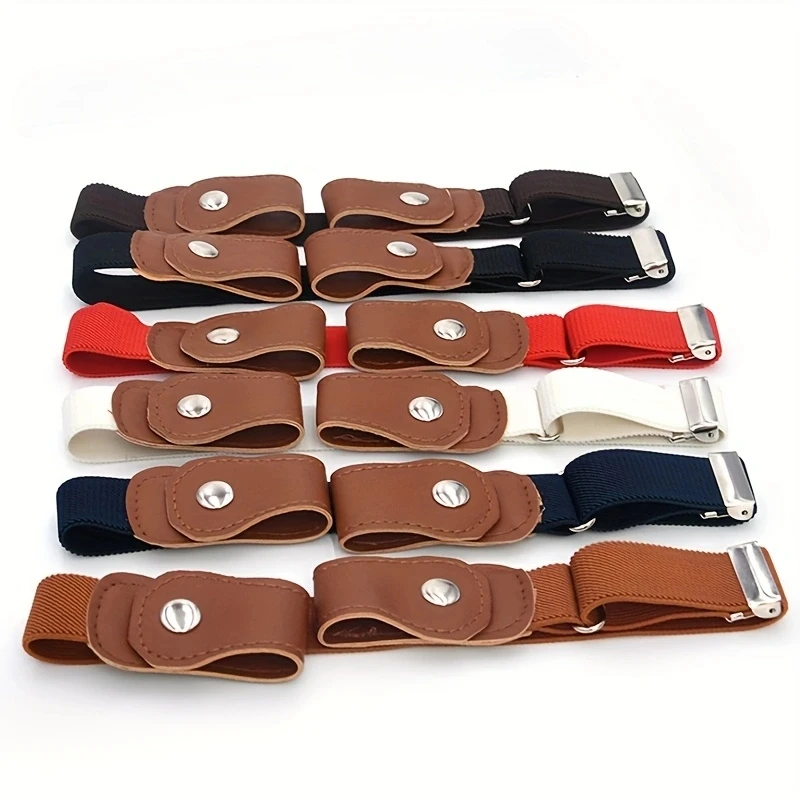 Solid Color Simple Elastic Belt Casual No Buckle Stretch Belt Adjustable Invisible Belts For Girls