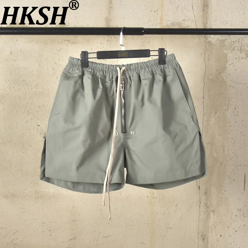 

HKSH Summer New Men Niche Design Chic Dark High Street Split Elastic Waist Zipper Cotton Shorts Trend Fashion Casual Ins HK18459