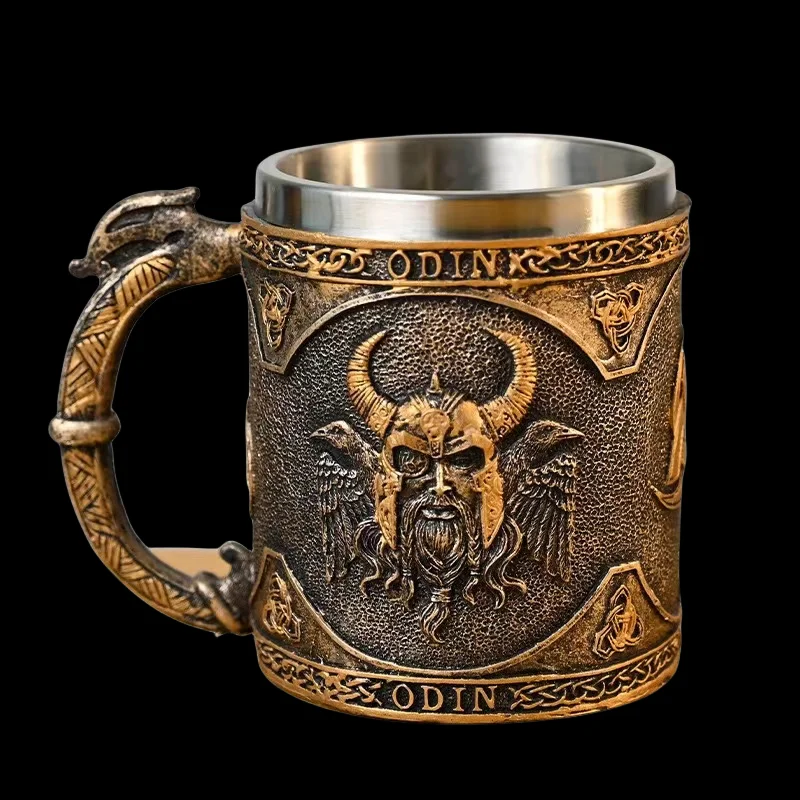 Durable, High-Quality Stainless Steel Ceramic Coffee Mug with Unique Norse Myth Design - Stylish and Long-Lasting for All Outdoo