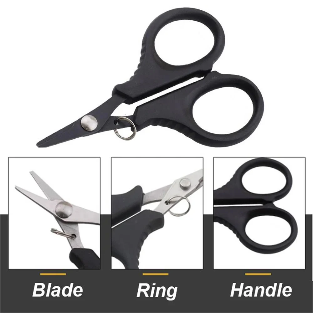 Portable Titanium Coated Mini Fishing Scissor Stainless Steel Scissors for cutting PE Braid Line Lure Fishing Tool Accessories