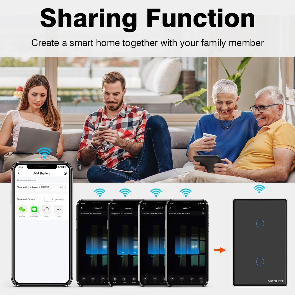 Tuya WiFi الولايات المتحدة اللمس الجدار مفتاح ذكي لا سلك محايد 1/2/3/4 عصابة مفتاح الإضاءة الحياة الذكية APP التحكم دعم أليكسا جوجل المنزل