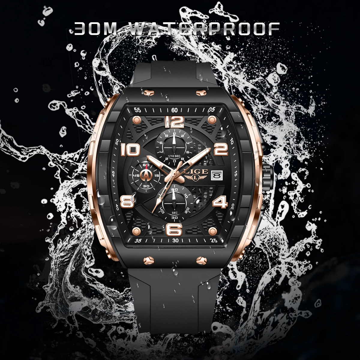 

Мужские часы LIGE 2026, повседневные, модные, светящиеся, водонепроницаемые, с календарем, военные, кварцевый механизм, reloj hommes+BOX