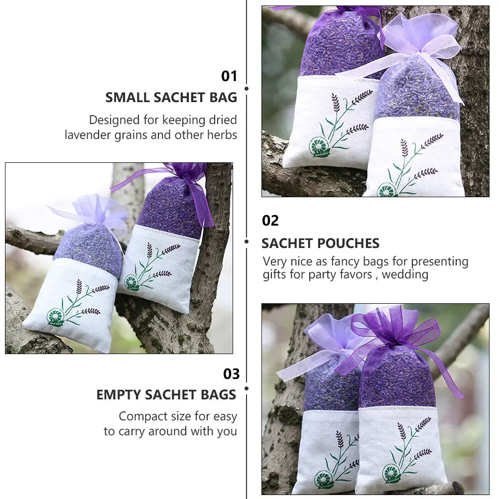 12Pcs Lavender Tint Small Empty Drawstring Sachet Pouches Organza Gauze Bags for Herbs Spices Jewelry Beads Wedding Shower Gift