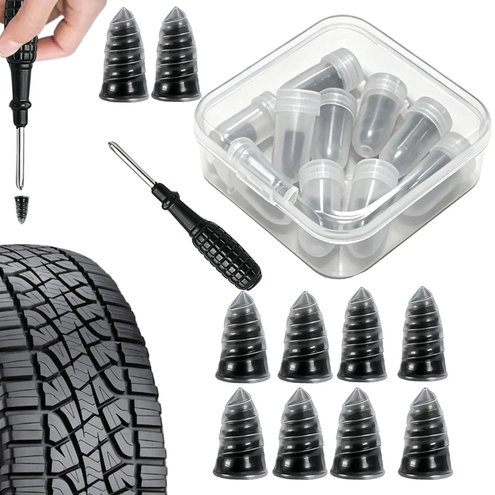 Screw Type Tire Plugs Universal Multi-Size Car Tire Repair Nail Kit Quick Puncture Repair Screw Kit Emergency Fix Tool For Auto