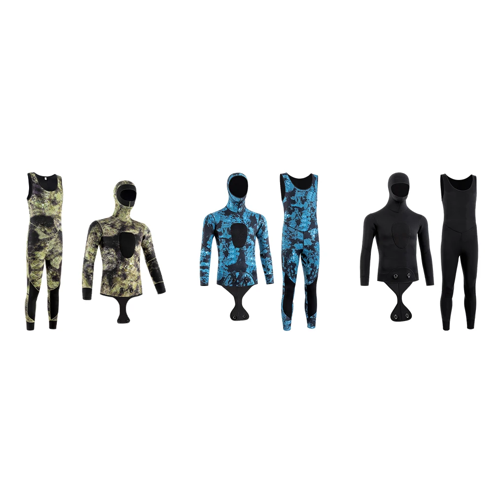 Spearfishing Essential Neoprene Camouflage Fullsuit For Adventurous Waterproof Spearfishing Wetsuit 3MM Pure Black M