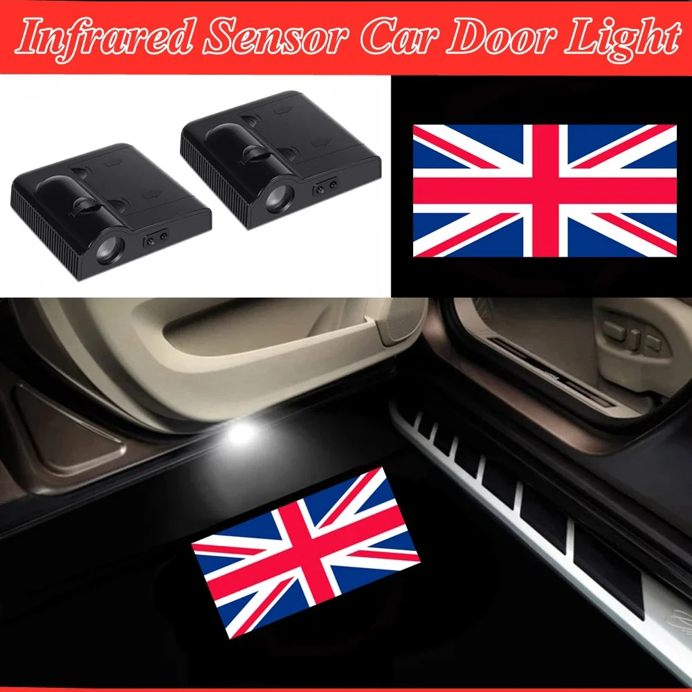 

2 Pieces Sierra Silverado Colorado F150 250 350 United Kingdom Flag UK England Flag LED Car Door Welcome Projector Shadow Light