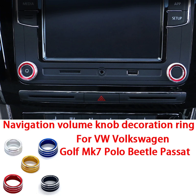 1 par painel de navegação volume ajustar botão decoração anel guarnição capa para volkswagen vw golf mk7 polo beetle passat interior