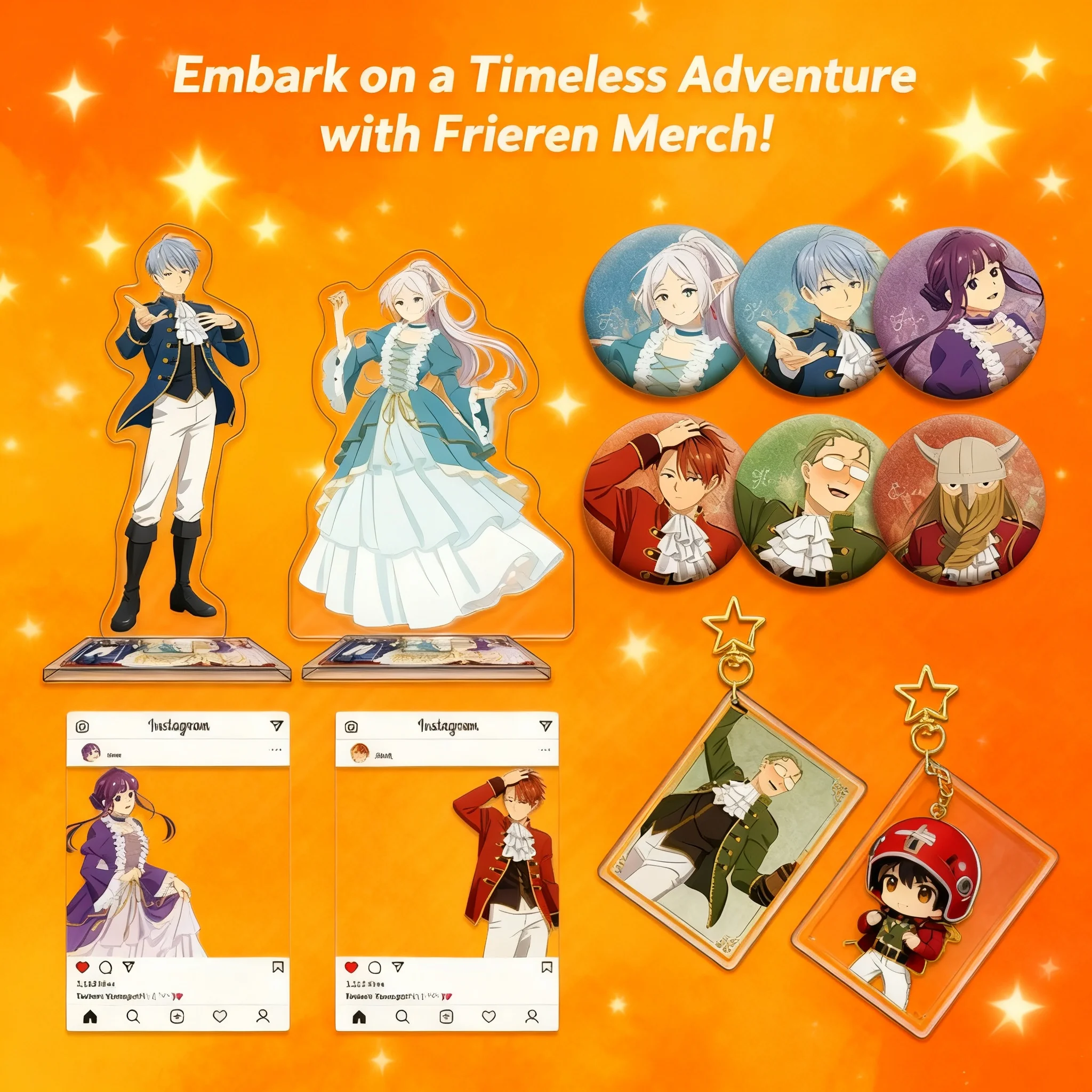 

Набор из четырех предметов Frieren: За пределами путешествий — акриловая многослойная подставка, значок с двойным флишем, прозрачная карта, золотая звездная пряжка, аниме-тематика