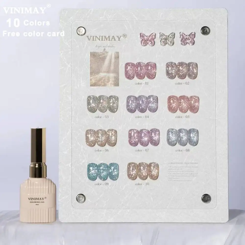 

Vinimay High End 10 шт. Набор гель-лаков с цветным дисплеем Soak Off Diamond Glitter UV LED Gel Блестящие блестки Гель-лаки для ногтей