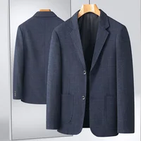 New Men's Blazer Fashion Middle-aged Business Casual Professional Wear Casual Loose British Style Sub-trend Four Seasons Suit 2