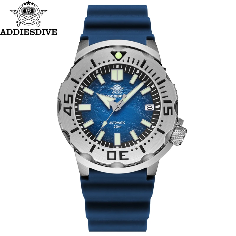 Addiesdive Mannen Mechanische Horloges Saffierglas 42 Mm Surfen Blauwe Wijzerplaat C3 Lichtgevende 200 M Waterdicht Duik Roestvrij staal Relogio