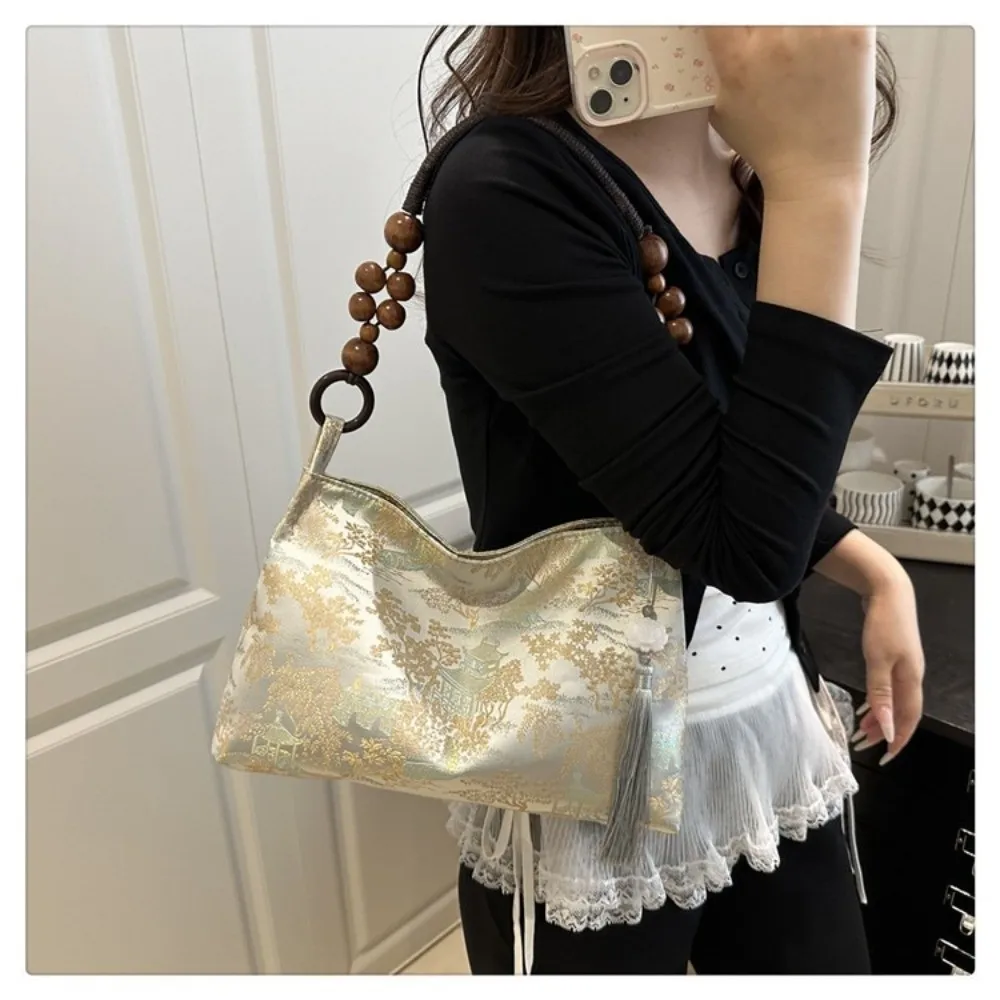 Bestickte Umhängetasche ​ Hasp Nähgarn Handwerk ​ ​ Ethnische Musterstickerei ​ ​ Handtasche im Nationalstil ​ Handtaschen mit Obergriff – Detail 15