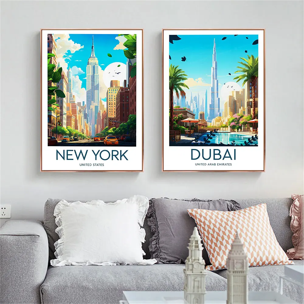 

Dubai Travel Print Empire State Building New York Poster Toronto Canvas Print Art Poster Canada Home Decor Universal Gift