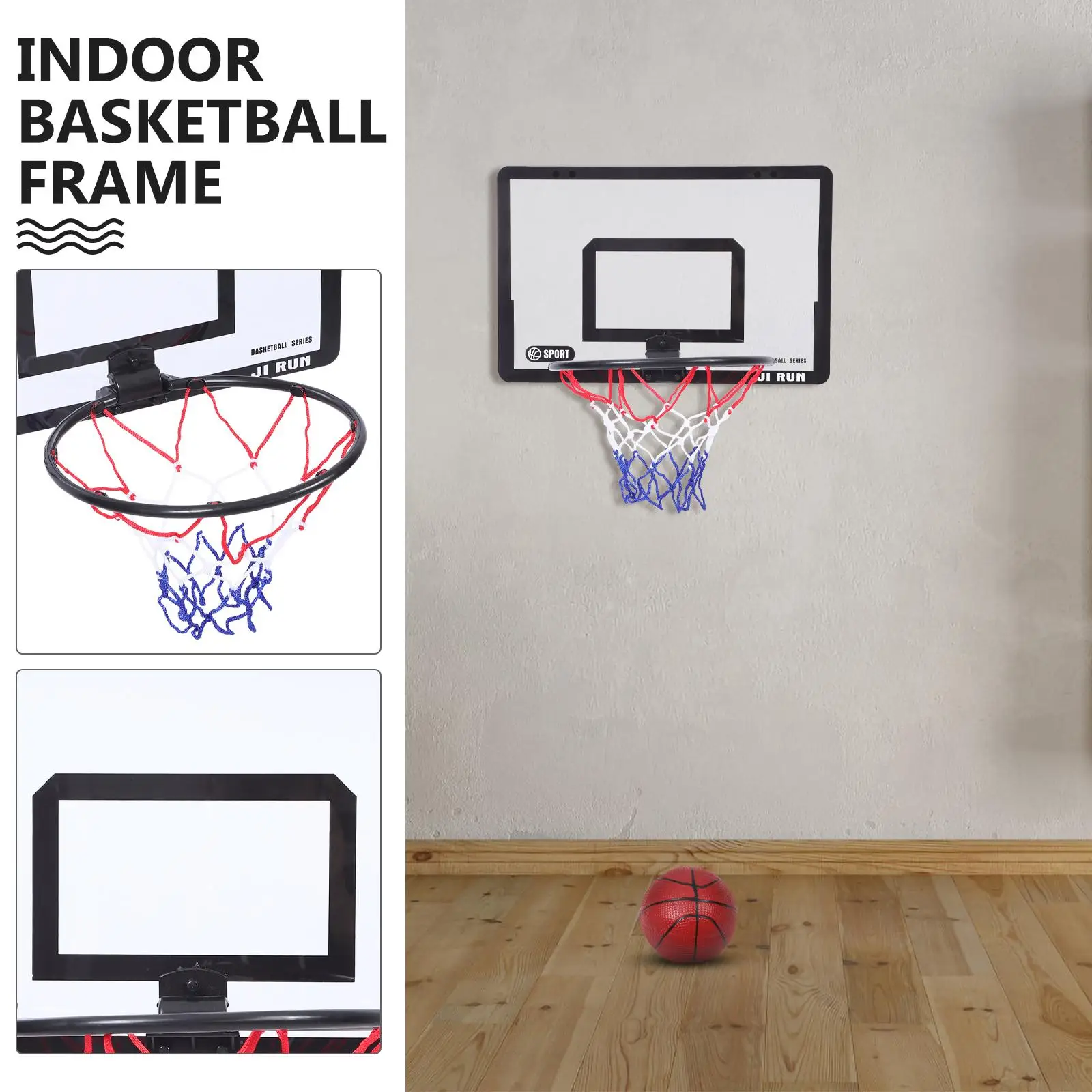 미니 농구대 1세트, 실내 문걸이 스포츠 게임 장비, 튼튼한 프레임, 만화 디자인, 내구성 좋은 농구 장난감, 간편 설치