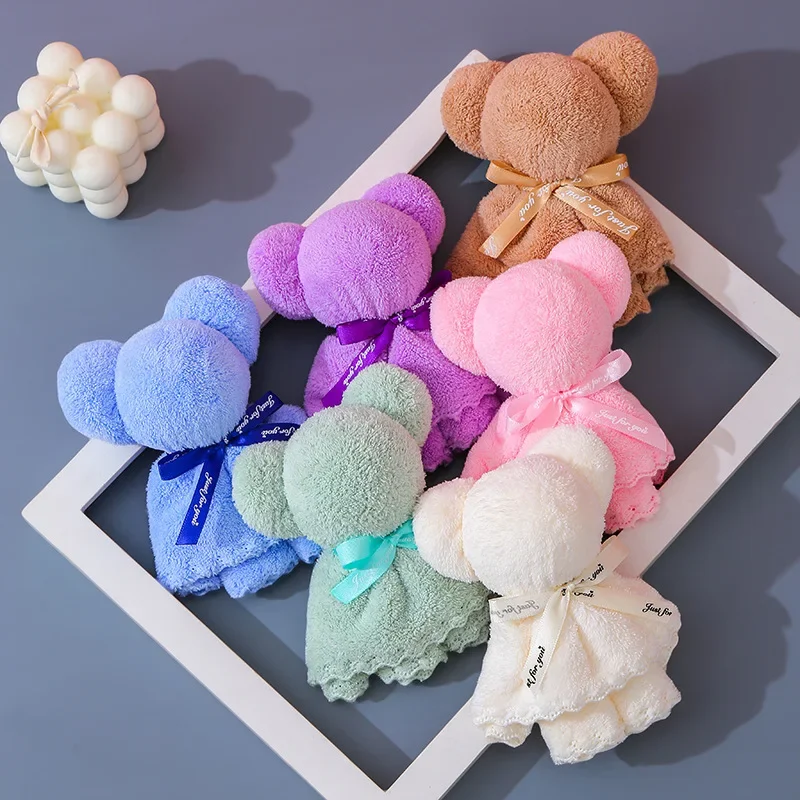 Cute Bear Towel Gifts High Quality Bridesmaid Gifts Lovely Baby Shower Party Favors Guests Christmas Presents 30X30Cm