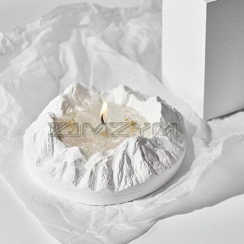 Snow Mountain Candle Storage Jar Mold Rockery Design Concrete Ashtray Epoxy Resin Plaster Mold Handicraft Mold Home Decor