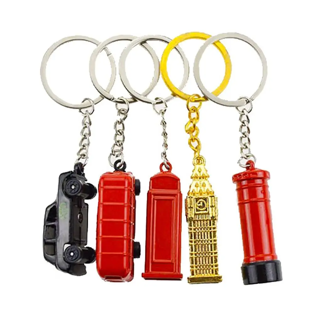 Creative Zinc Alloy England Keychain O-Shaped Buckle Bag Accessories London Keychain Vintage Backpack Charm Gift Idea
