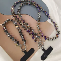 Advanced Black Crystal Phone Bracelet Wrist Ornament Crossbody Can Be Carried Phone Case Bag Keychain Pendant Universal