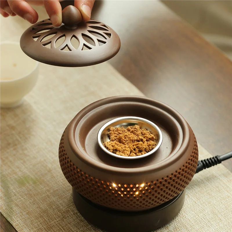 【HAPPYH】Sand Timer Electronic Burner Set Sandalwood For 110V Essential Oil Night Light Stove For Home Decor