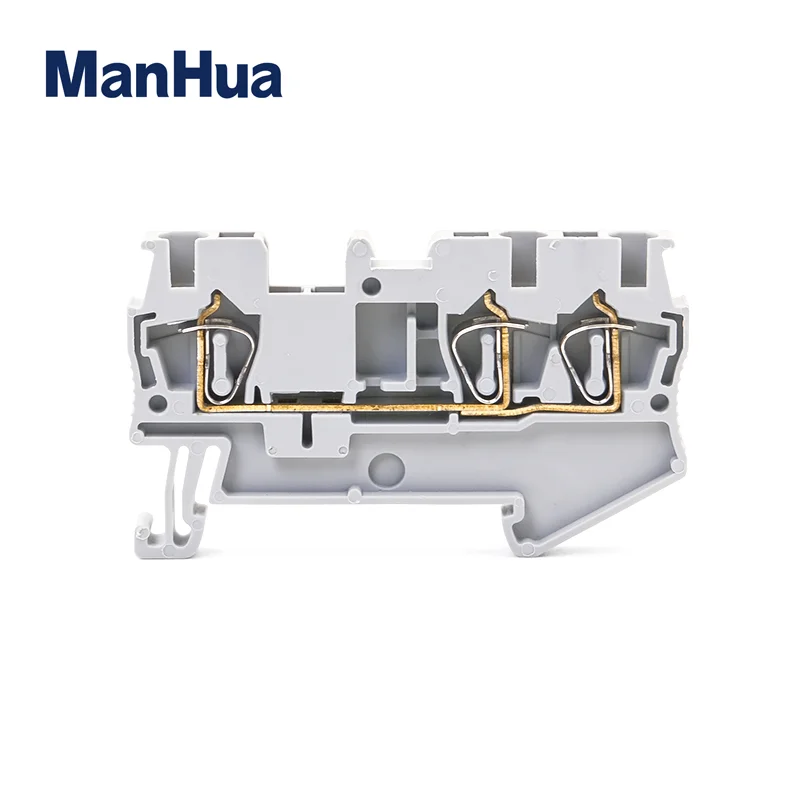 ManHua 10Pcs Wire Conductor ST2.5-TWIN Electrical Wiring Return Pull Type 3 Conductors Din Rail Terminal Block