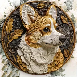 Cartello decorativo in metallo con un Cast dell'amato cane Corgi, perfetto per appendere le porte, decorazioni da parete, 8x8 pollici, 1 pz