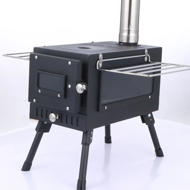 Tent heating stove camping smokeless wood stove multi-fuel burner camping windproof oven portable