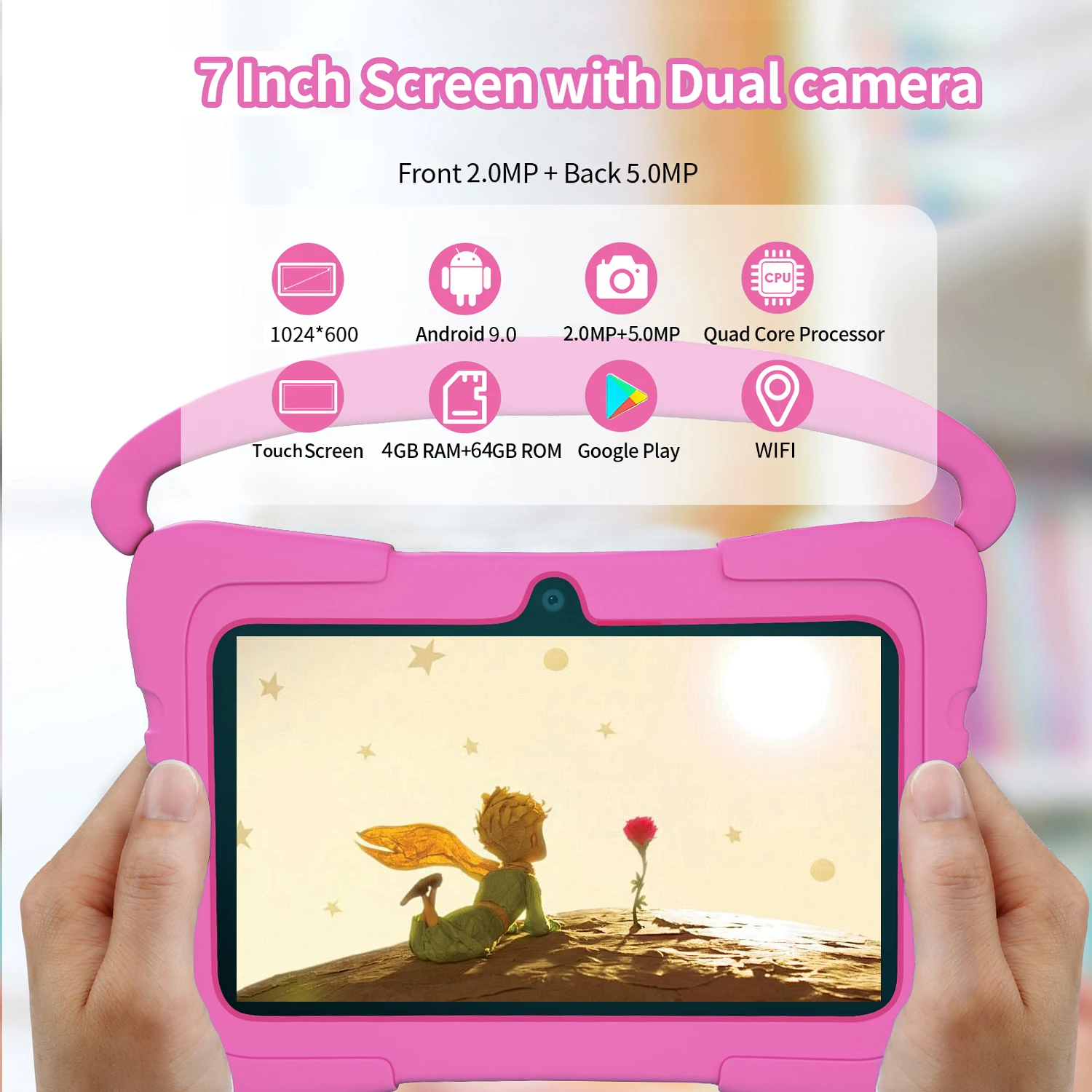 Sauenaneo New Google Children's Tablet 7.0-inch 4GB RAM 64GB ROM Christmas Gift Gaming Tablet 4000mAh Mini PC