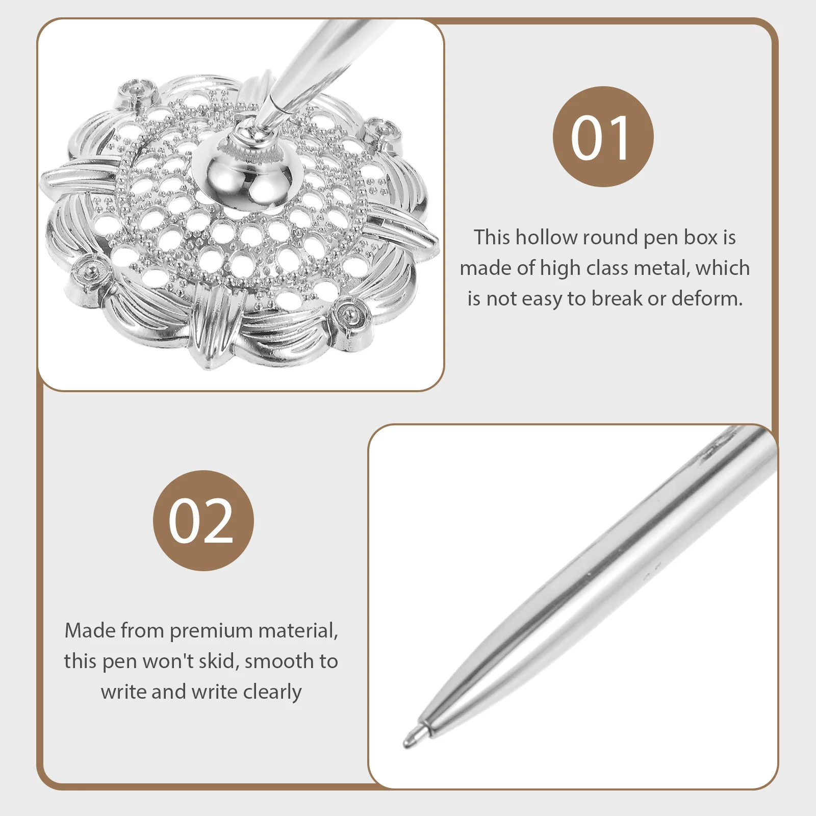 

2Pcs Silver Signature Pens Office Desk Professional Ballpoint Pen Comfortable Grip Business Negotiation Conference Bank Hotel