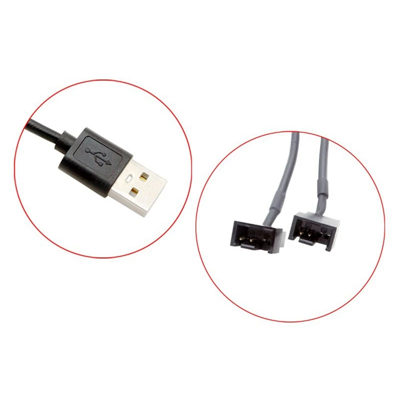 USB To 3-Pin / 4-Pin PWM 5V USB Sleeved Fan Power Adapter Cable Case Fan Adapter Connector Cable With On Off Switch