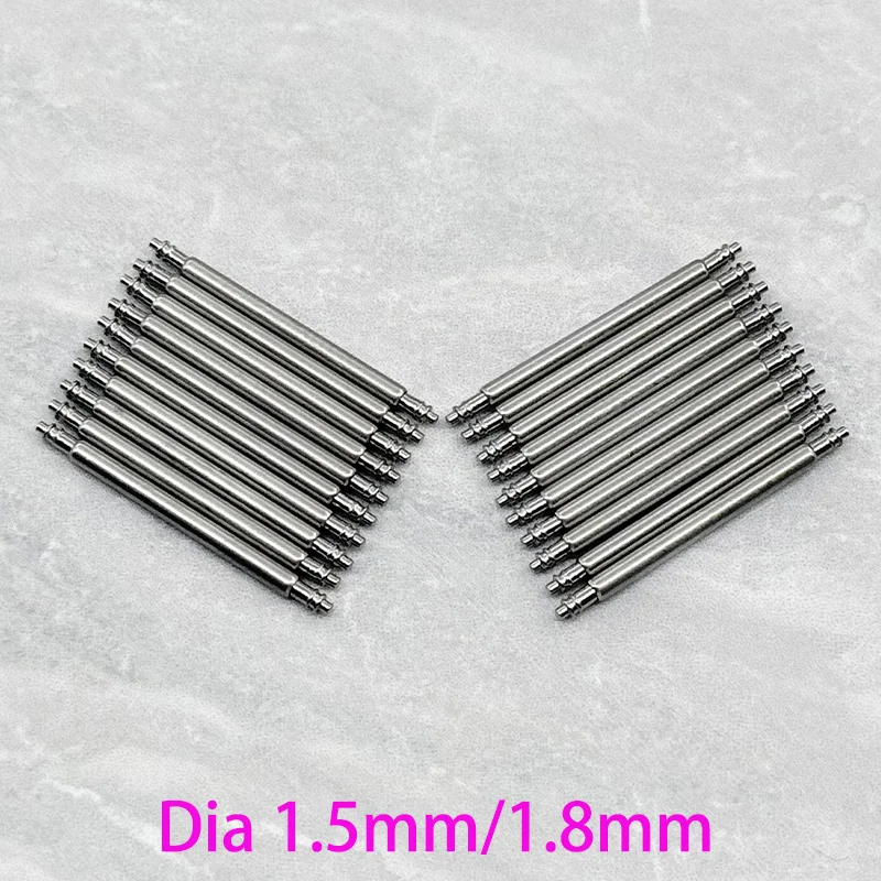 10 peças de barras de mola de diâmetro 1.5mm de diâmetro 1.8mm pinos de ligação de pulseira adequados para 16mm 18mm 19mm 20mm 21mm 22mm 24mm 26mm barras de ligação de pulseira de relógio