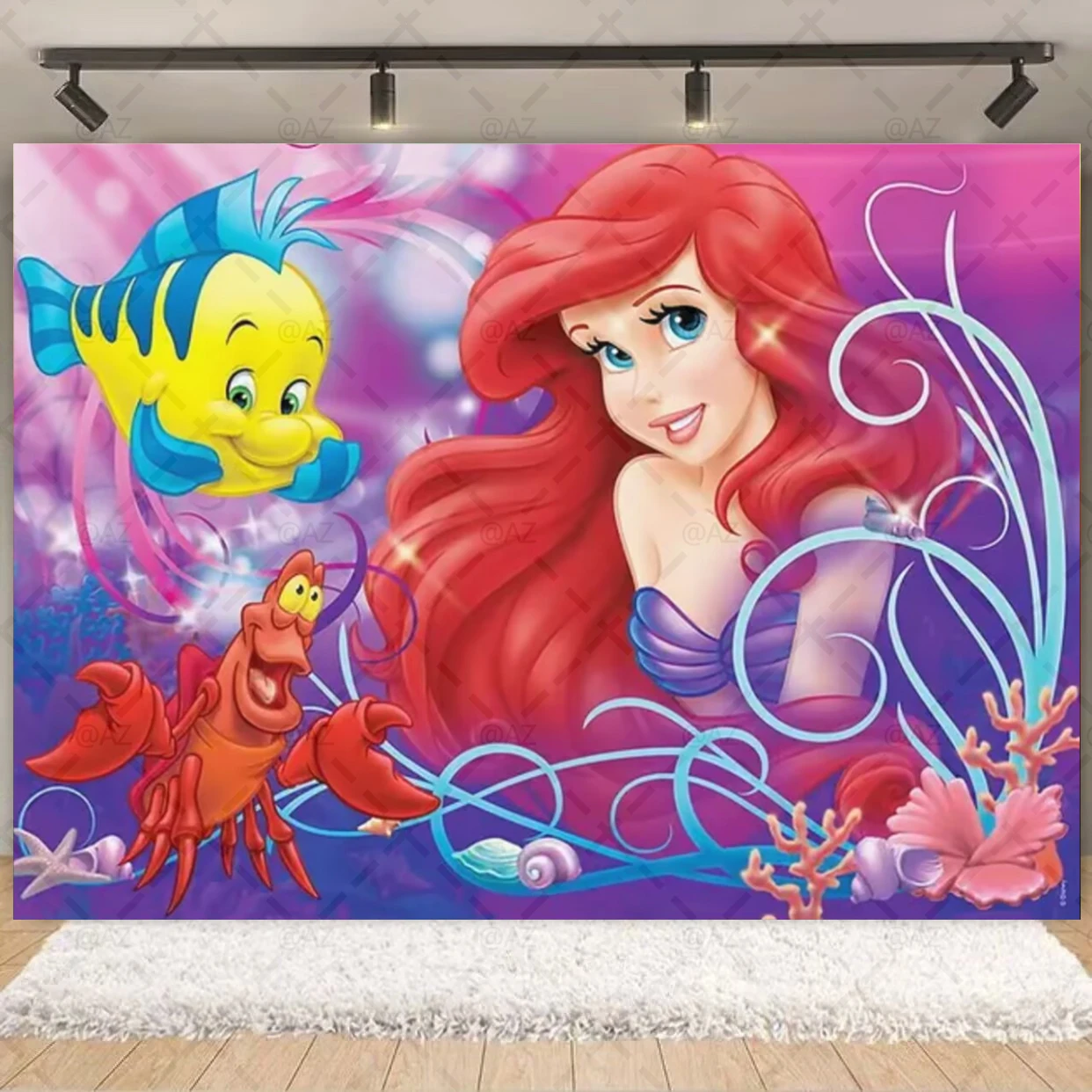 Tło Disney Ariel Księżniczka Mała Syrenka Dekoracja na Urodziny Uroczystość Baby Shower Upominek dla Dziewczynki Rekwizyt do Pokoju