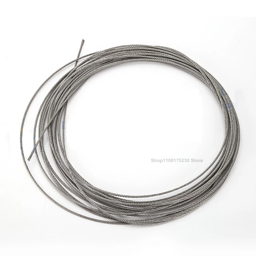 Diameter 0.3mm-4.0mm 304 Stainless Steel Wire Rope Soft Cable Fishing Clothesline Lifting Rustproof Line 7x7 Structure