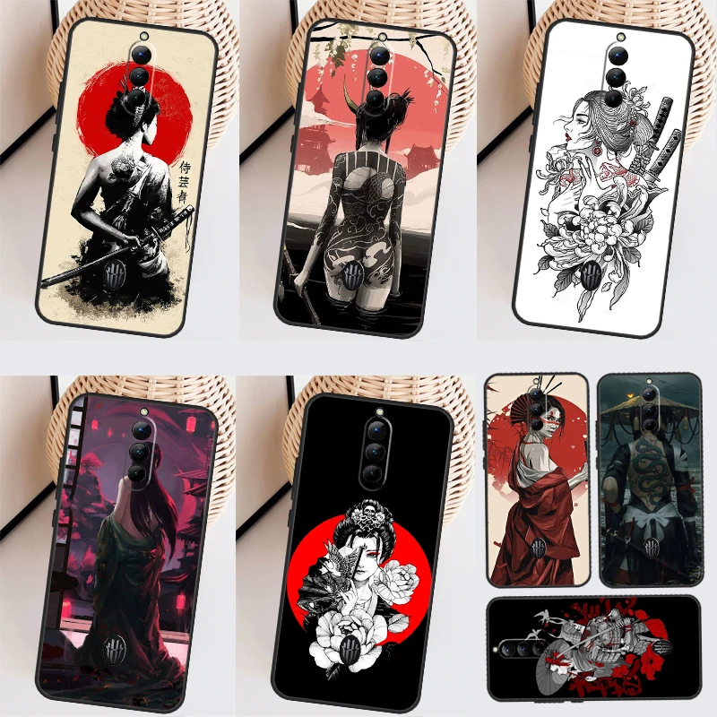 Samurai Warrior Geisha Case For Nubia Red Magic 8S Pro 7S 6S 5S 6R 5G Cover For RedMagic 8 Pro Plus 6 7 Pro Coque