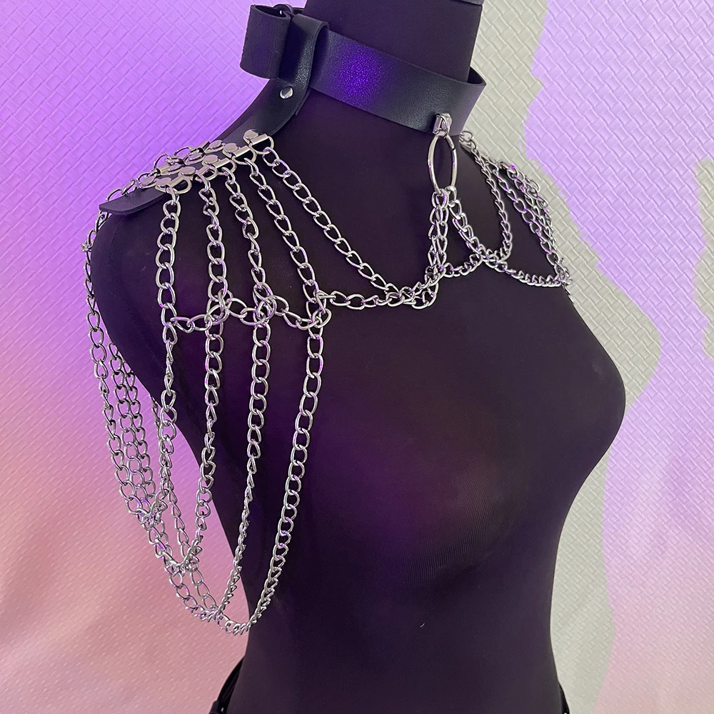 Sexy Pu Leather Harness Women Suspender Chain Underwear Body Bondage Bra Cage Lingerie Gothic Garter Harajuku Nightclub Clothes