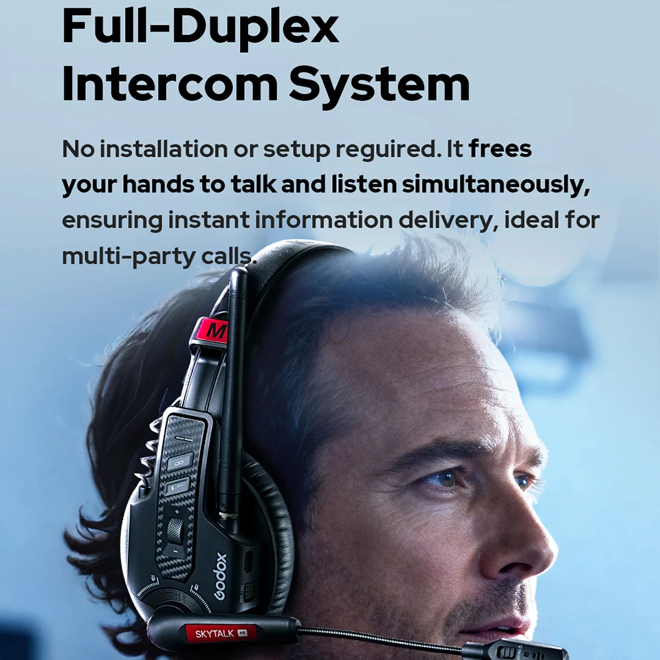 Godox SKYTALK AIR 2.4G ميكروفون لاسلكي كامل دوبلكس إنترفون مراقبة في الوقت الحقيقي وتصميم مدمج للتسجيل المباشر/الميداني في الهواء الطلق