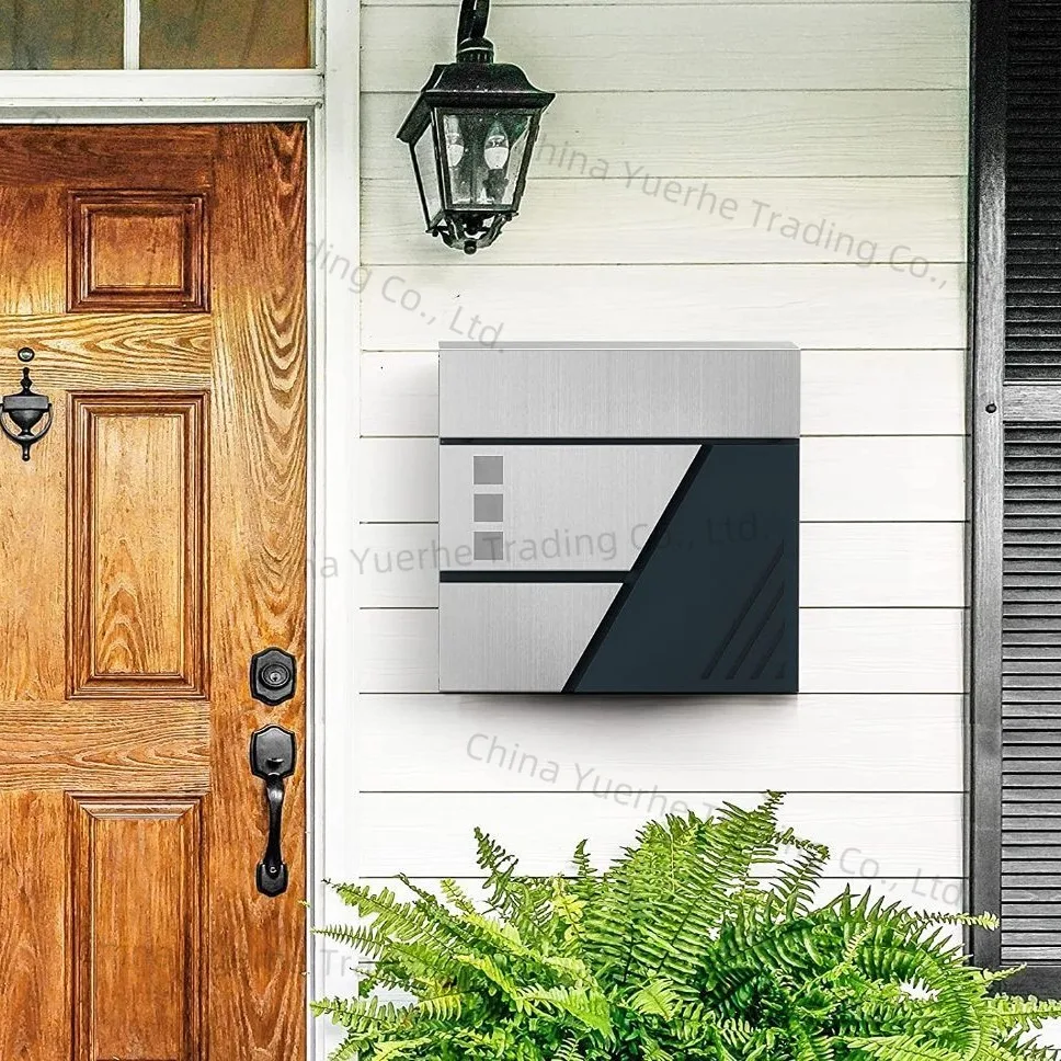 

Modern Mailbox Stainless Steel Wall Mounted Post Office Box with Newspaper Rack Easy to Install Storage Box