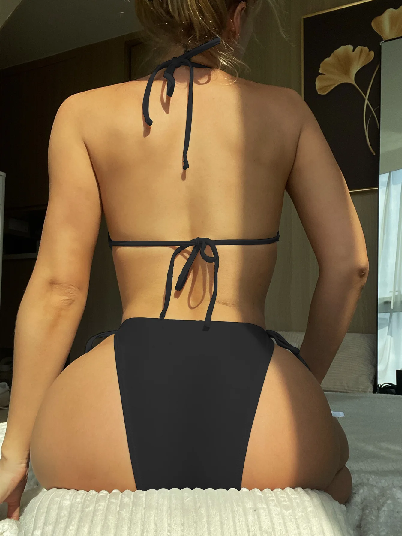 Damskie stroje kąpielowe 2024 damskie bikini czarny/różowo-czerwony jednokolorowy strój kąpielowy Backless seksowny jednoczęściowy pasek gorąca wiosna stroje kąpielowe S-L