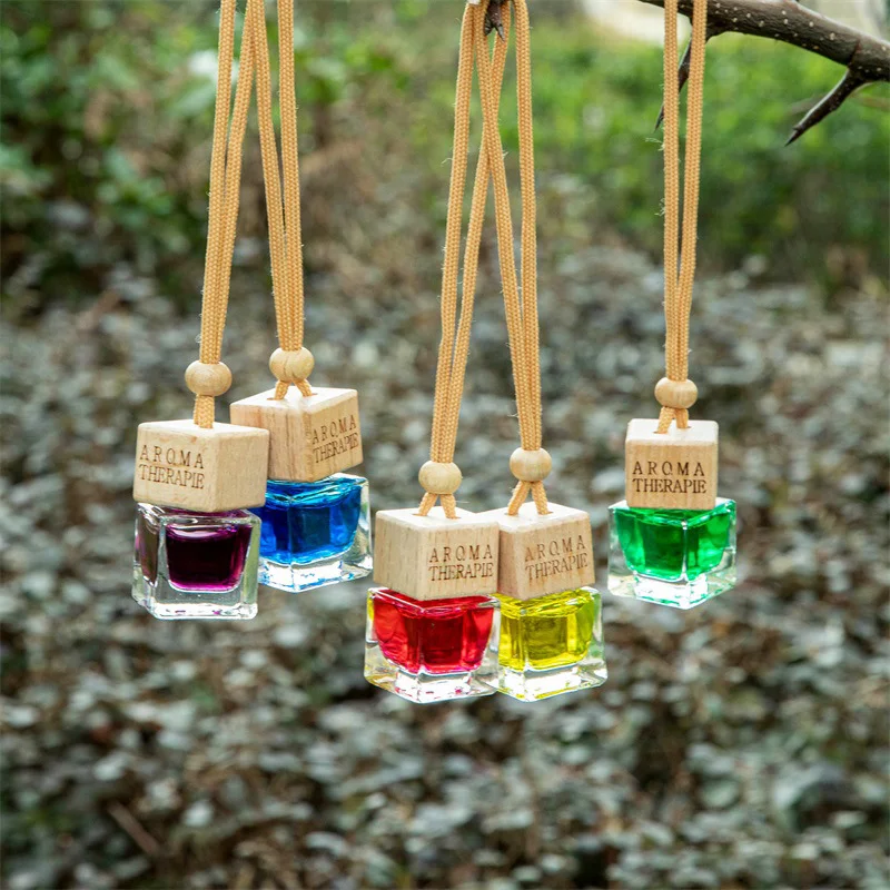 8ml Square Car Diffuser, 10 Scents Hanging Air Freshener with Refillable Bottle, Car Fragrance Decor Gift like Gardenia, etc.