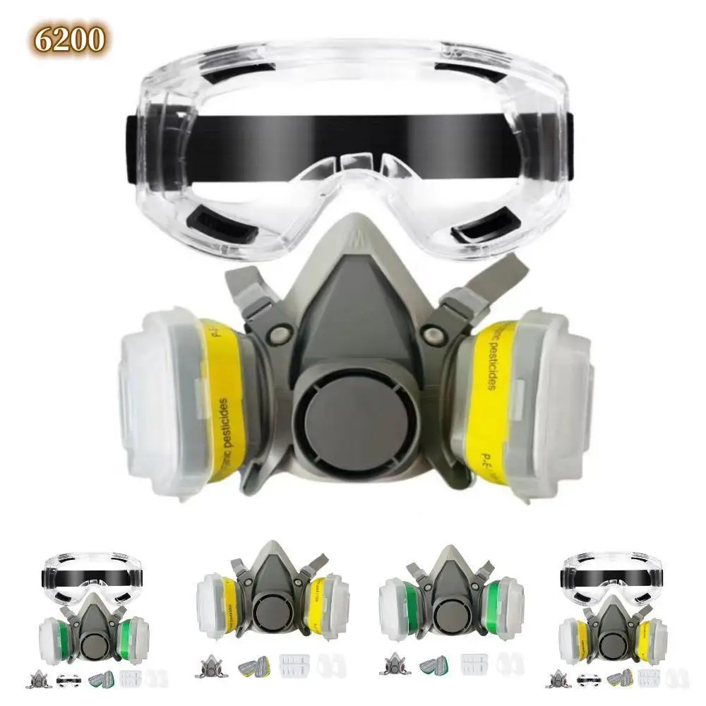 

New 15in1/16in1 6200 Dust Gas Respirator Half Face Dust Mask For Painting Spraying Organic Vapor Chemical Gas Filter Work Safety