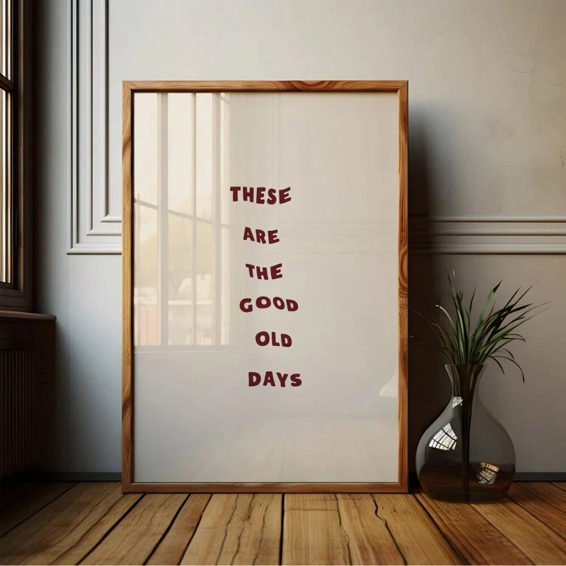 Good Old Times Red Letters Vintage Art Wall Wall Decoration Bold Trendy Type Home Decoration Wall Retro Canvas Painting