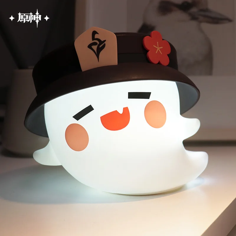 Hu Tao Cosplay Game Impact Ghost Silicone Night Light Anime Project LED Table Lamp Home Decoration Halloween Prop Gift